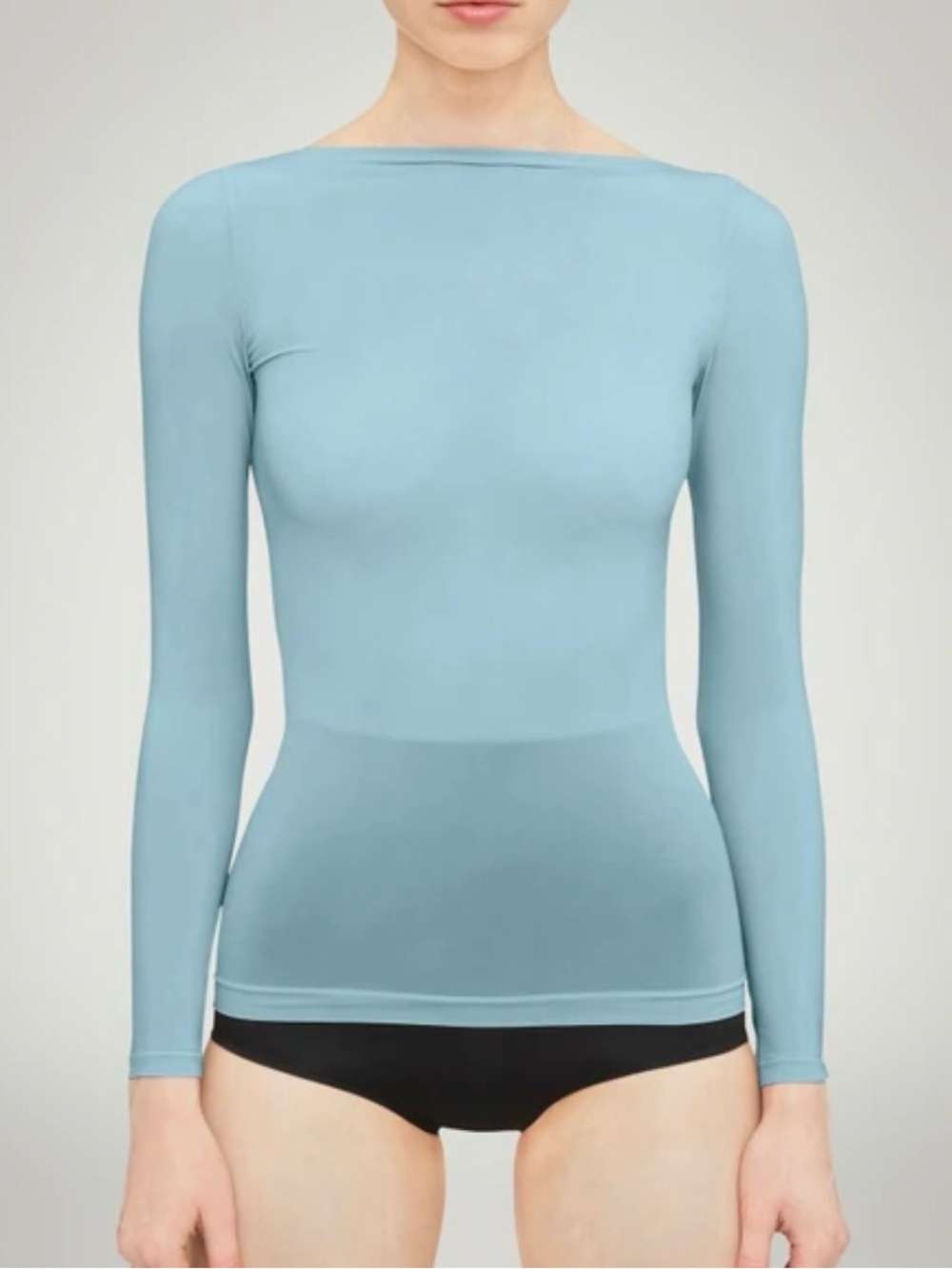 Women’s Long-Sleeve Boatneck Top in Light Blue NWT